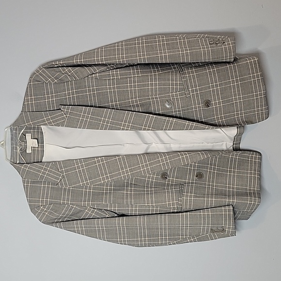 H&M double breasted Gray plaid blazer - Picture 1 of 8